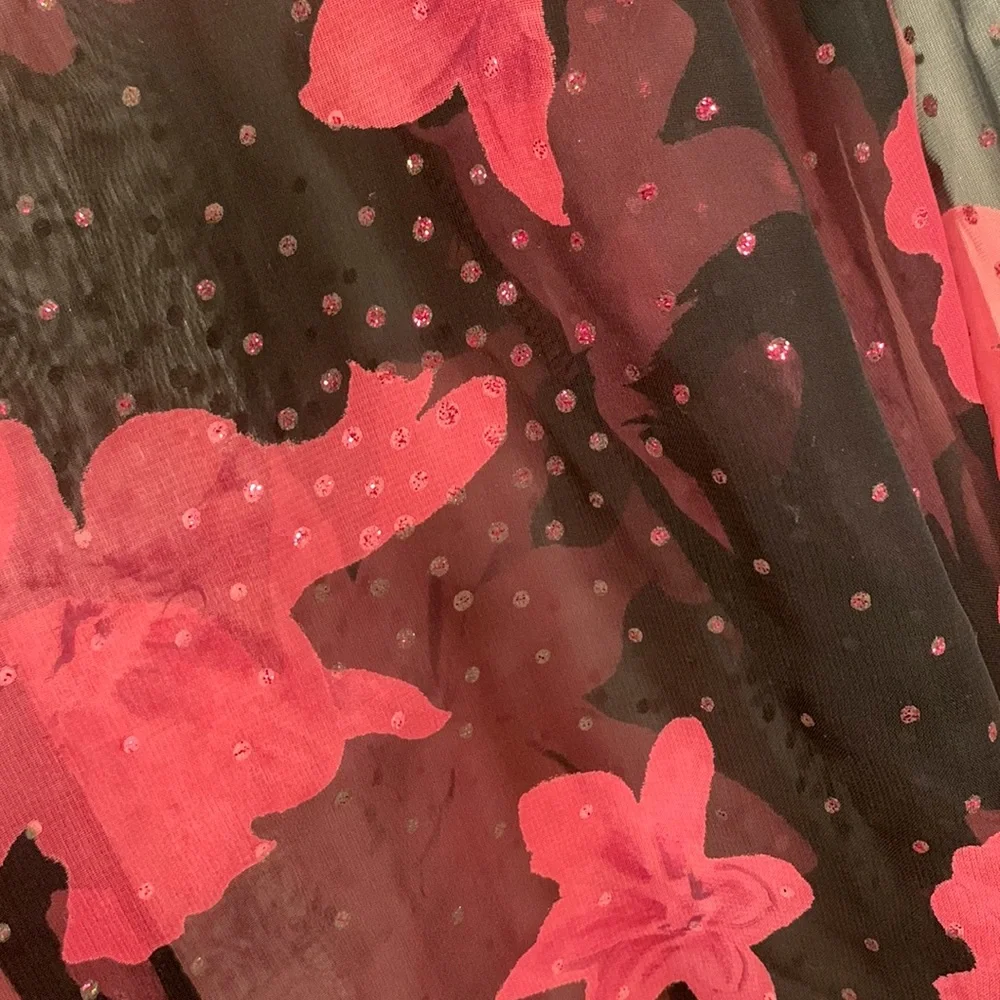 Vintage Black and Pink Floral Connie Choi Sheer Blouse - Picture 7 of 16